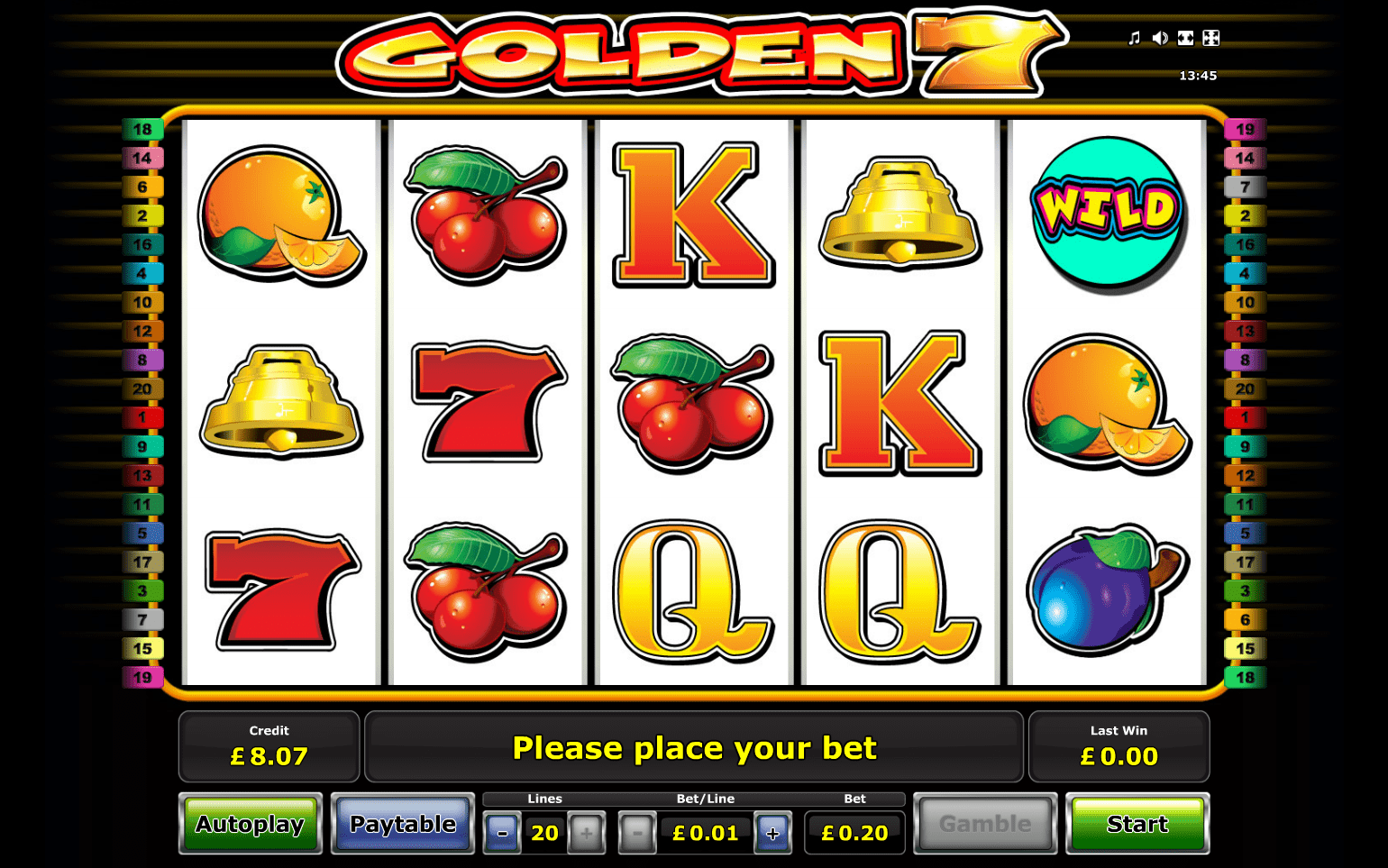 Oryx Gaming Slot - Golden 7 Classic